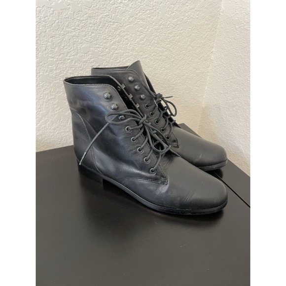 Hunt Club Black Boots Size 6.5 M Women's Retro 80s 90s Lace Up Booties Shoes - Picture 1 of 6